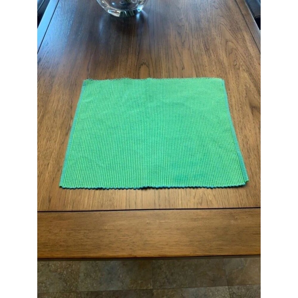 Set of 4 Reversible Ribbed Woven Placemats Blue Green 17 x 14